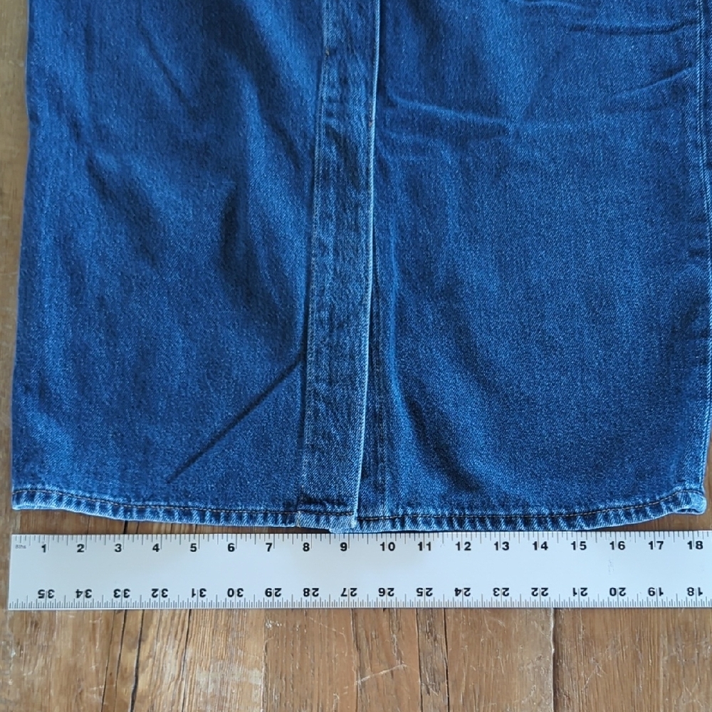 Banana Republic Blue Denim Midi Jean Skirt with Contrast Topstitching - Picture 13 of 16